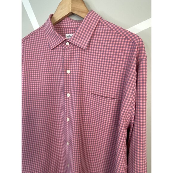Peter Millar Summer Comfort Men’s Large Pale Rose Blue Check Long Sleeve - Picture 3 of 16